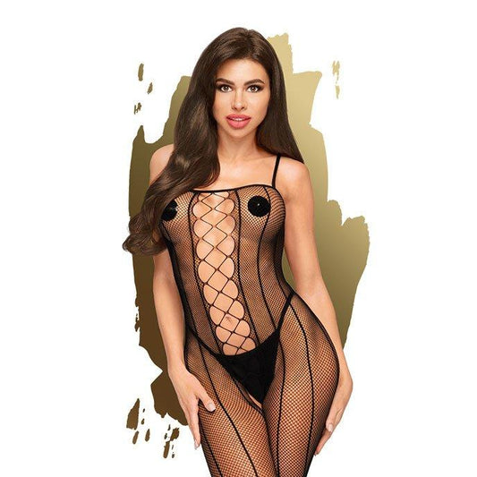 Penthouse Drop-Dead-Tasty Criss Cross Top Bodystocking With Open Crotch Size XL