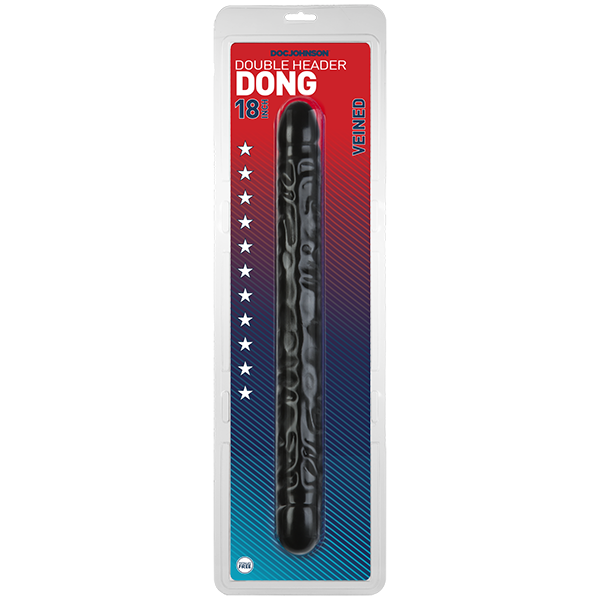 Doc Johnson Veined Double Header Black 18" Dildo Dong
