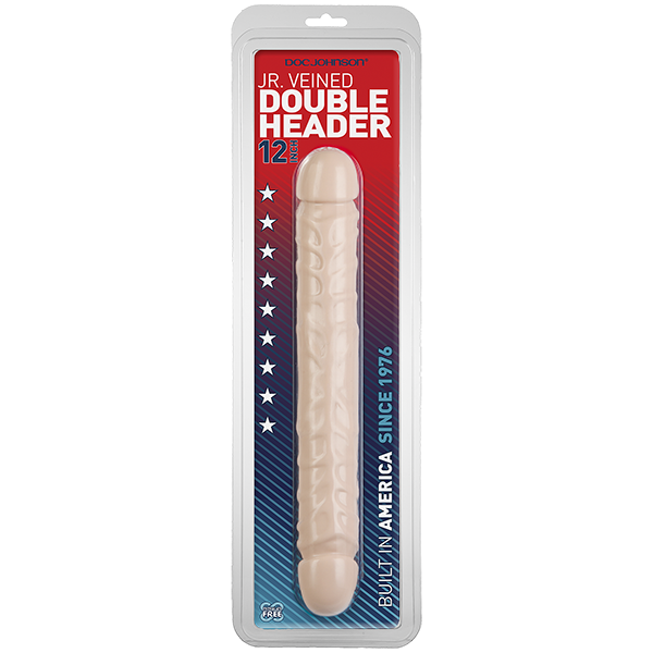 Doc Johnson Jr. Veined Double Header 12" White Dildo Dong