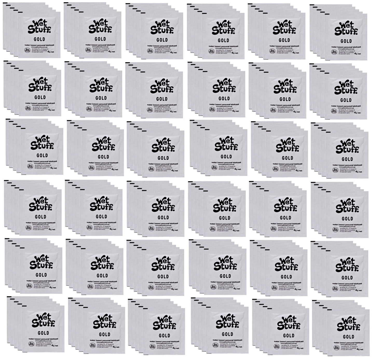 Wet Stuff Gold Water Based Lubricant Sample Travel Sachets (4g x 1000) BULK