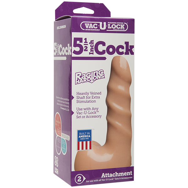 Doc Johnson Vac-U-Lock Attachment - FIRMSKYN Raging Hard-On Cock 5.5" Dildo Dong
