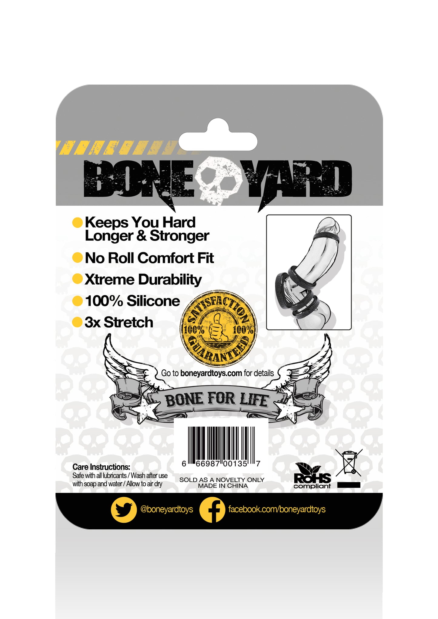 Boneyard Silicone Cock Ring 35mm Black