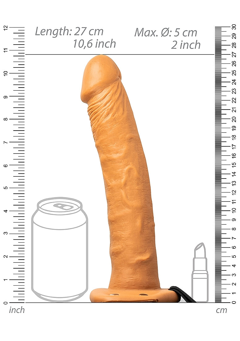 Shots Toys | REALROCK Vibrating Hollow Strap-On - 10" / 24.5cm Tan
