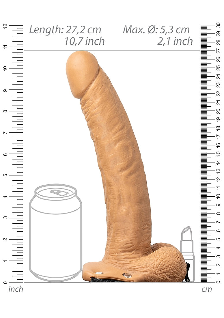 Shots Toys | REALROCK Hollow Strap-On with Balls - 9" / 23cm Tan