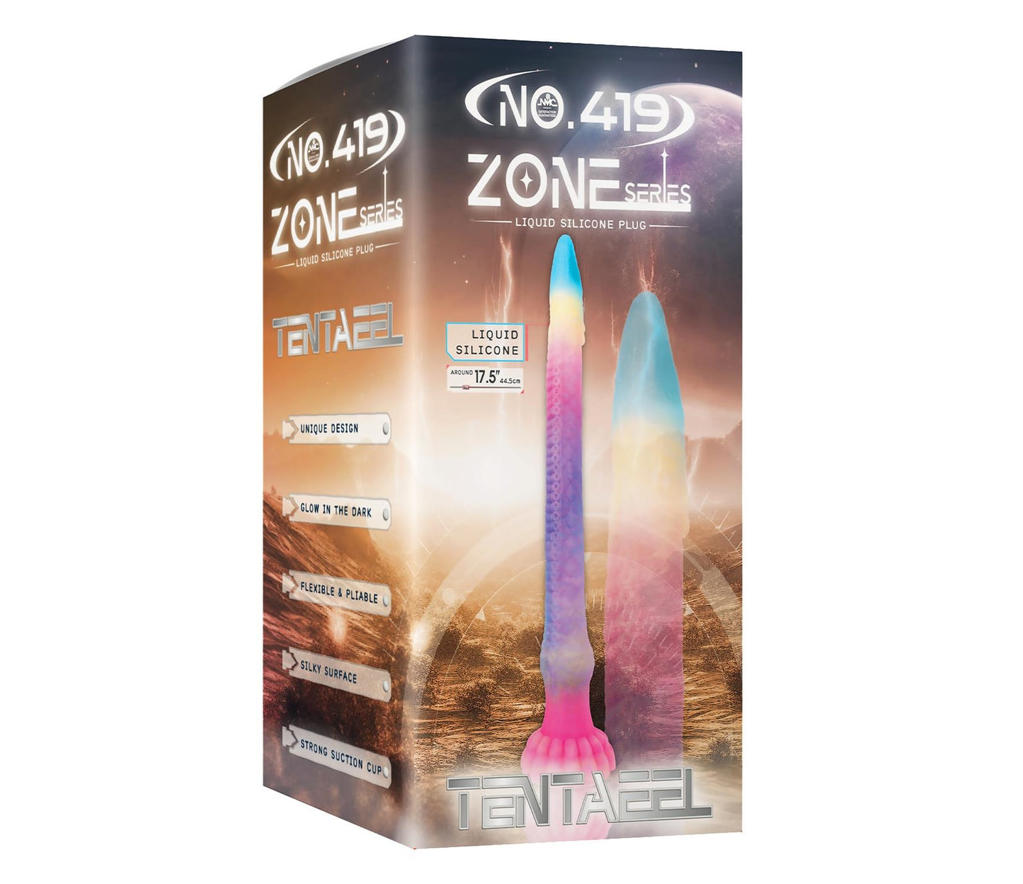 Excellent Power No.419 Zone - 17.5" Liquid Silicone Glow In The Dark Mix Monster Dildo
