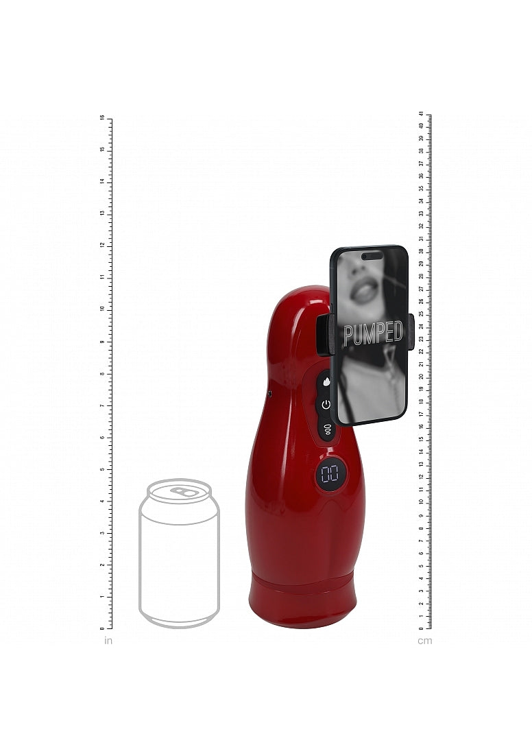 Shots Toys | PUMPED Virtuo - Metallic Red Sucking And Vibrating Auto Masturbator