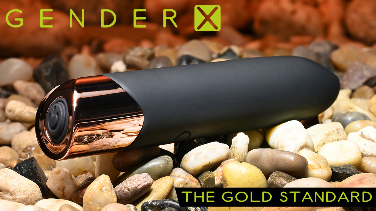 Gender X THE GOLD STANDARD Black/Rose Gold 10 cm USB Rechargeable Bullet Vibrator