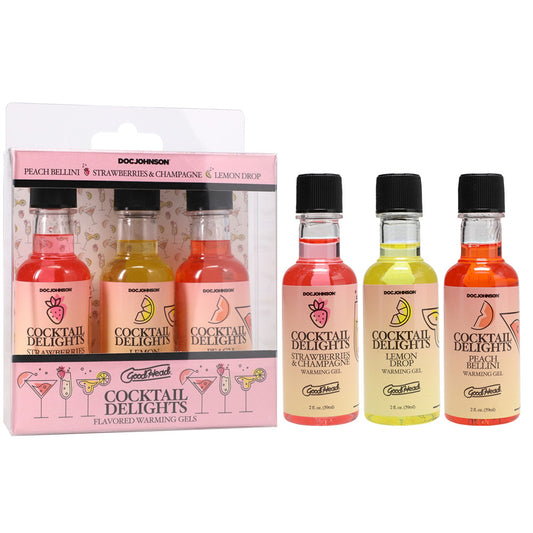 Doc Johnson GoodHead - Cocktail Delights - Peach Bellini, Strawberries & Champagne, Lemon Drop - 3 Pack