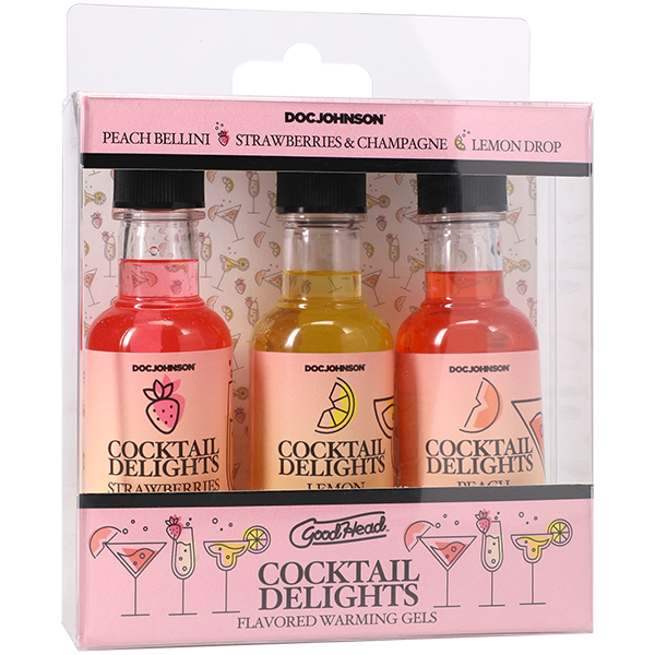 Doc Johnson GoodHead - Cocktail Delights - Peach Bellini, Strawberries & Champagne, Lemon Drop - 3 Pack