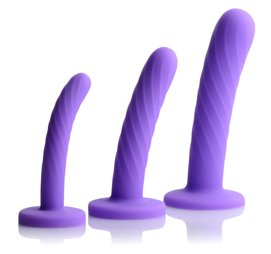Strap U Tri-Play 3 Pc Purple Silicone Dildo Set