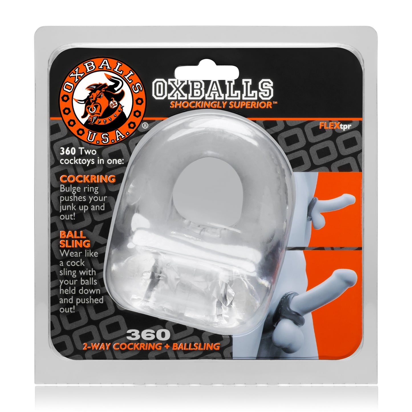 OxBalls 360 dual use cocksling CLEAR