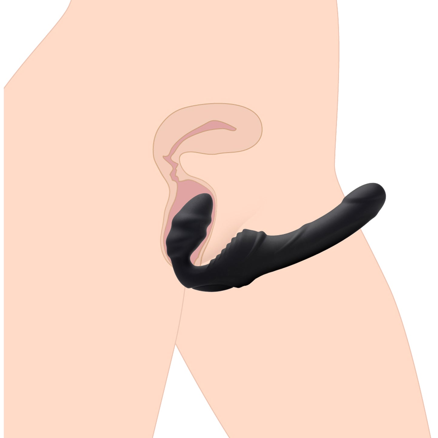 Strap U Slim Rider Ribbed Vibrating Silicone Strapless Strap On