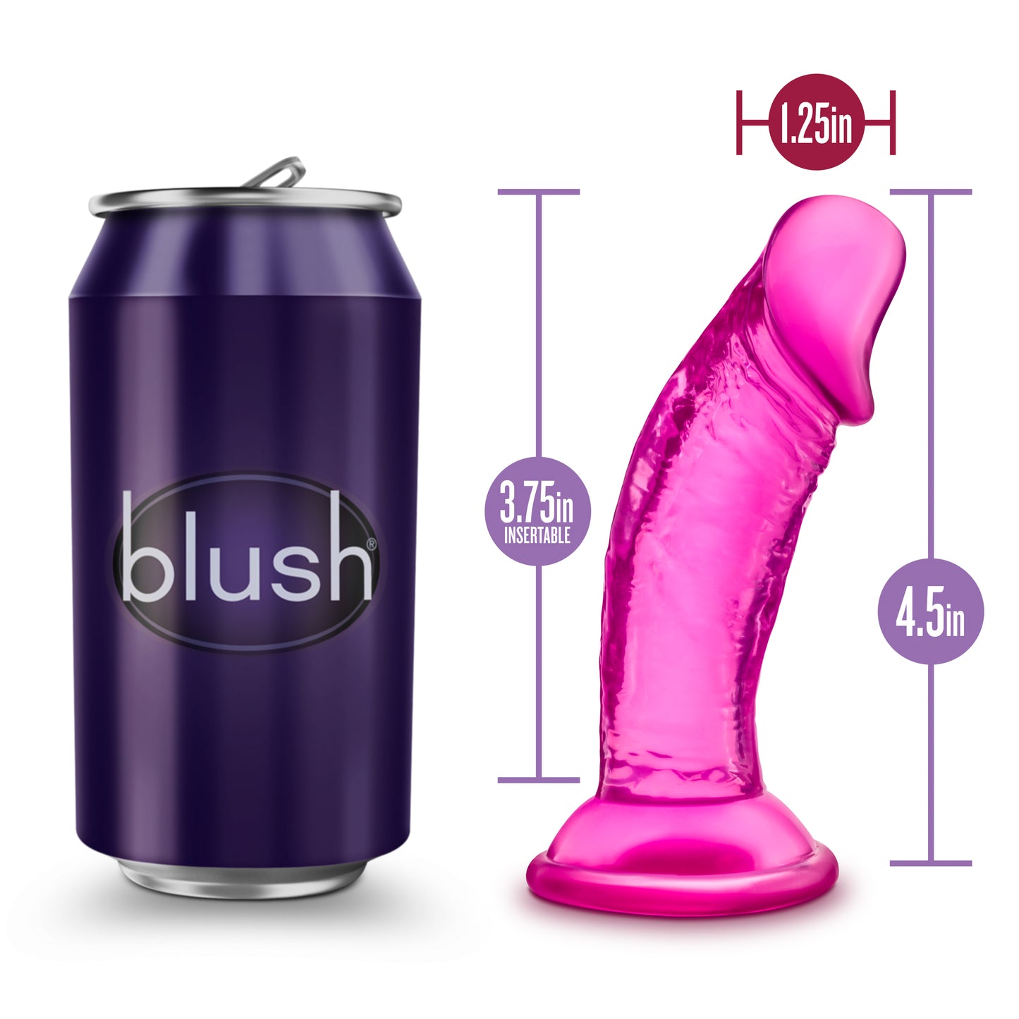 Blush Novelties B Yours Sweet N Small Dildo with Suction Cup 4" Pink
