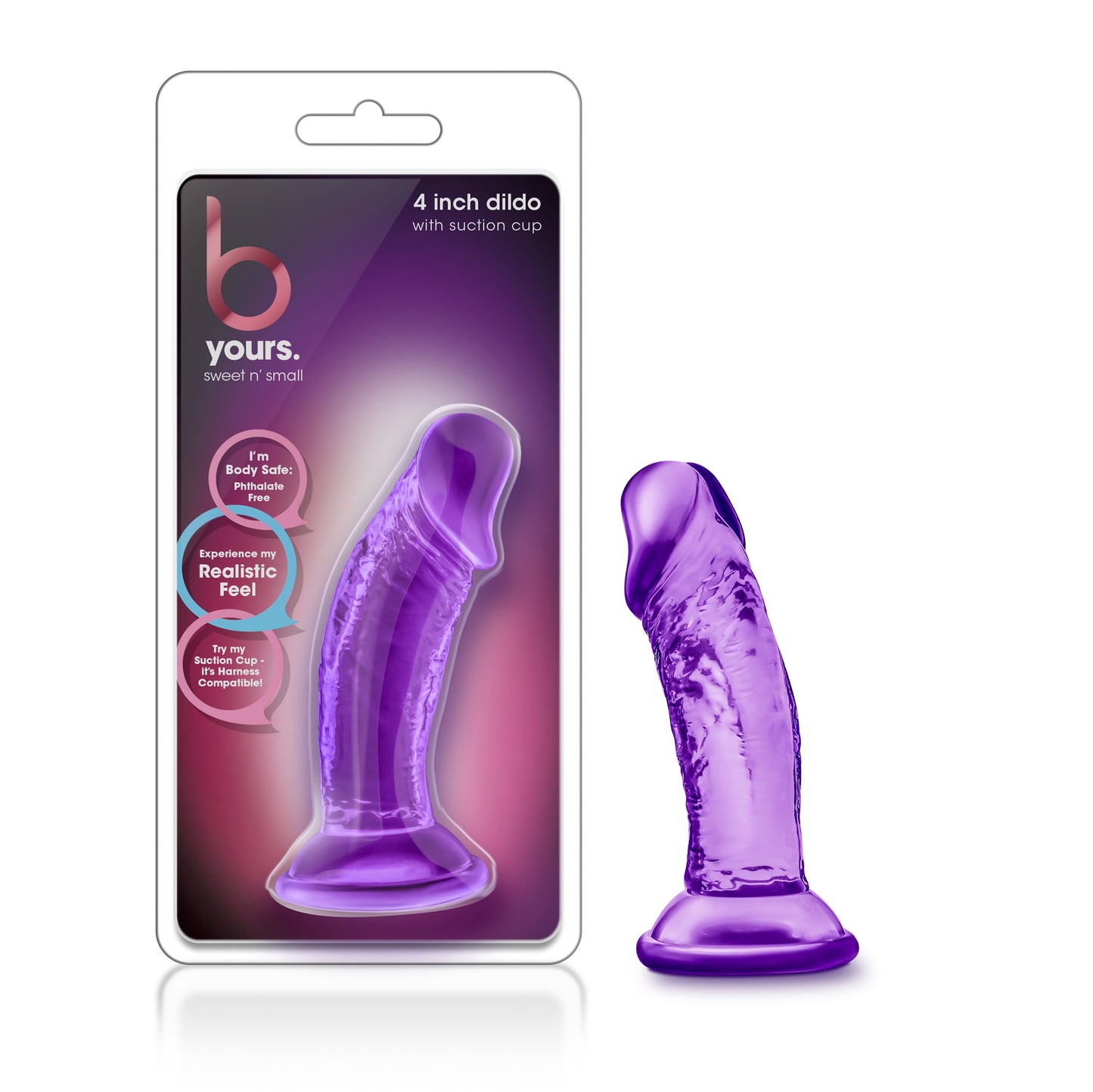 Blush Novelties B Yours Sweet N Small Dildo with Suction Cup 4" Purple