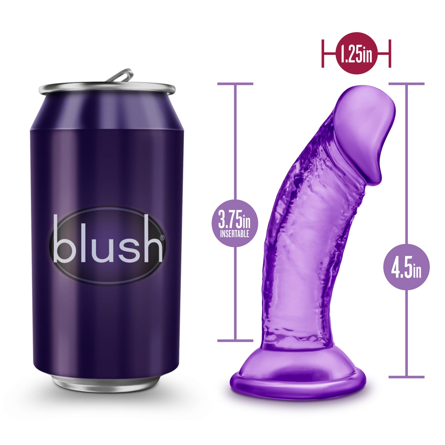 Blush Novelties B Yours Sweet N Small Dildo with Suction Cup 4" Purple
