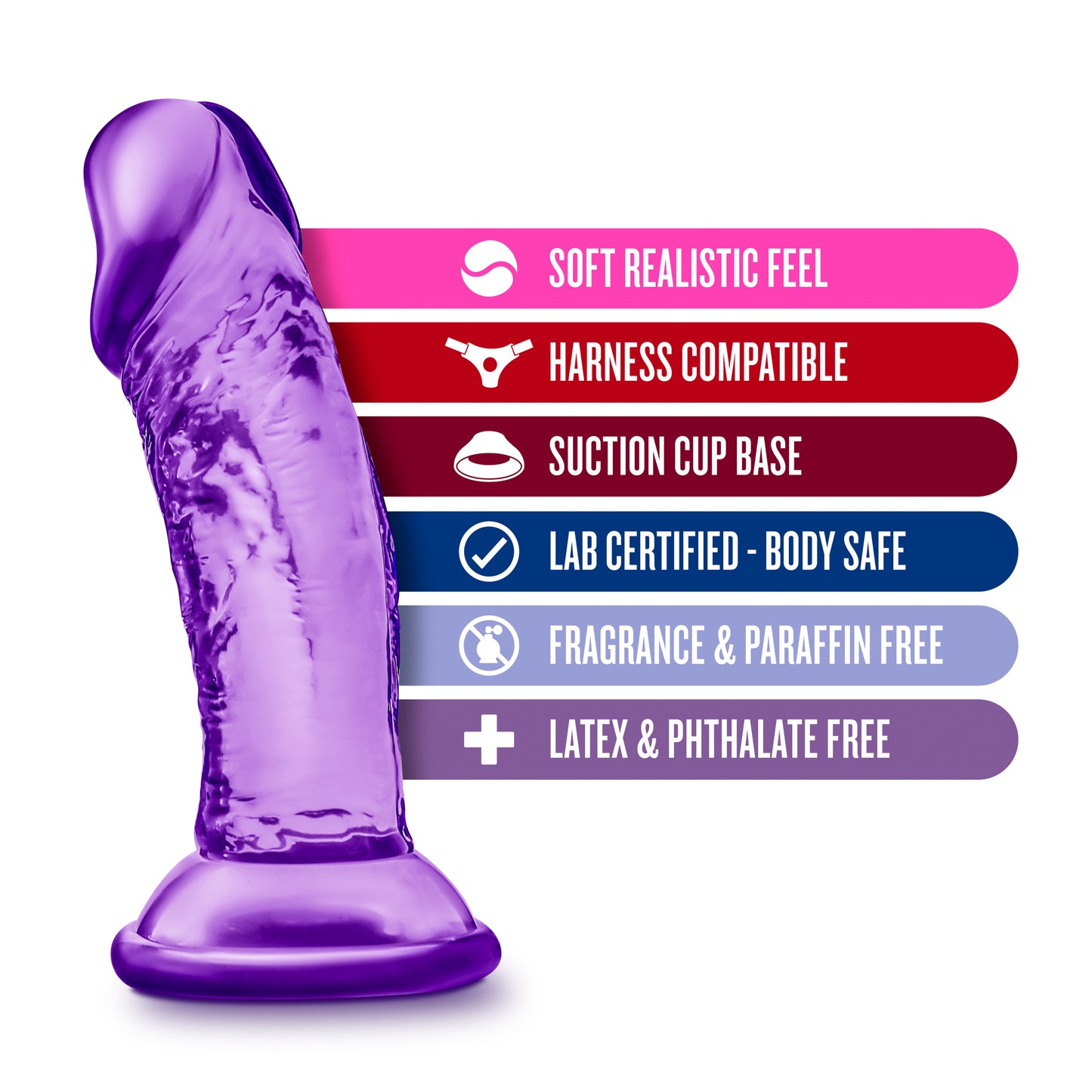 Blush Novelties B Yours Sweet N Small Dildo with Suction Cup 4" Purple