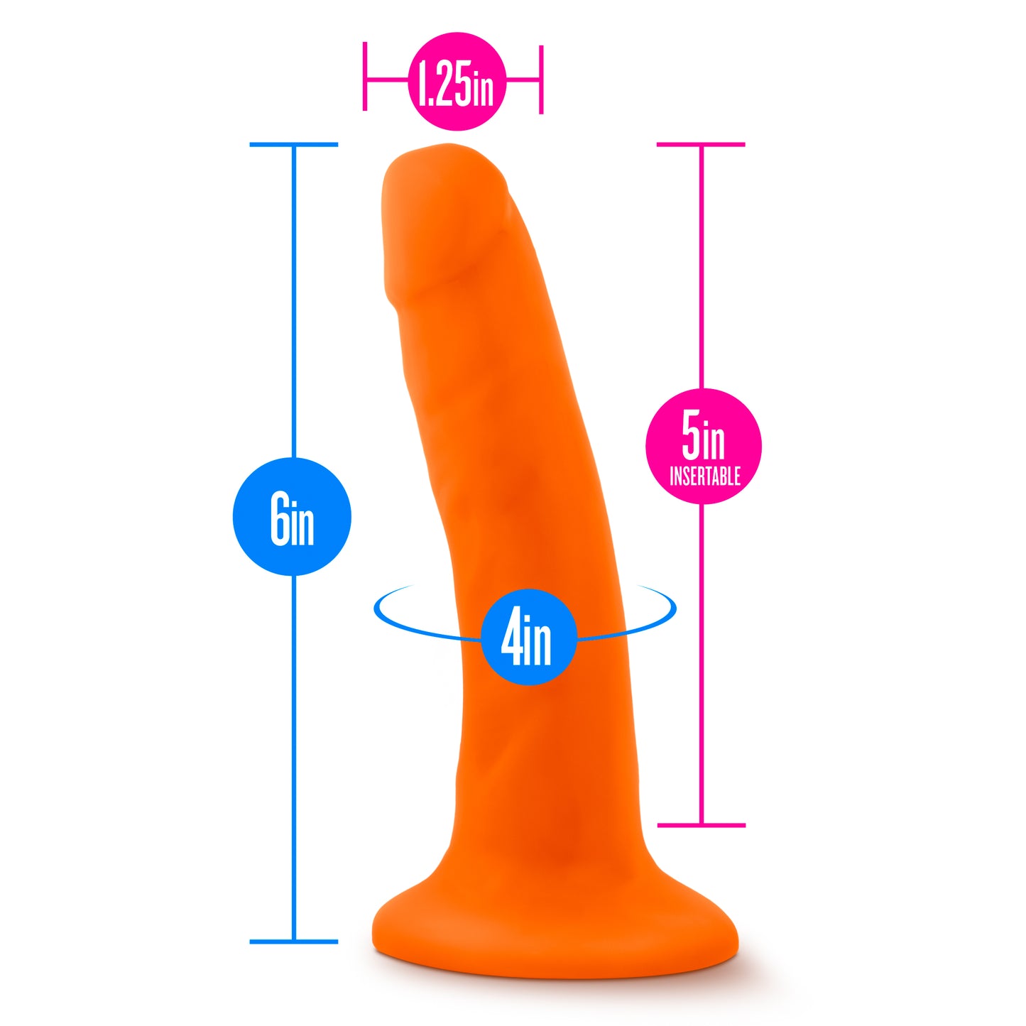Blush Novelties Neo Dual Density Cock Dildo Dong 6" Neon Orange