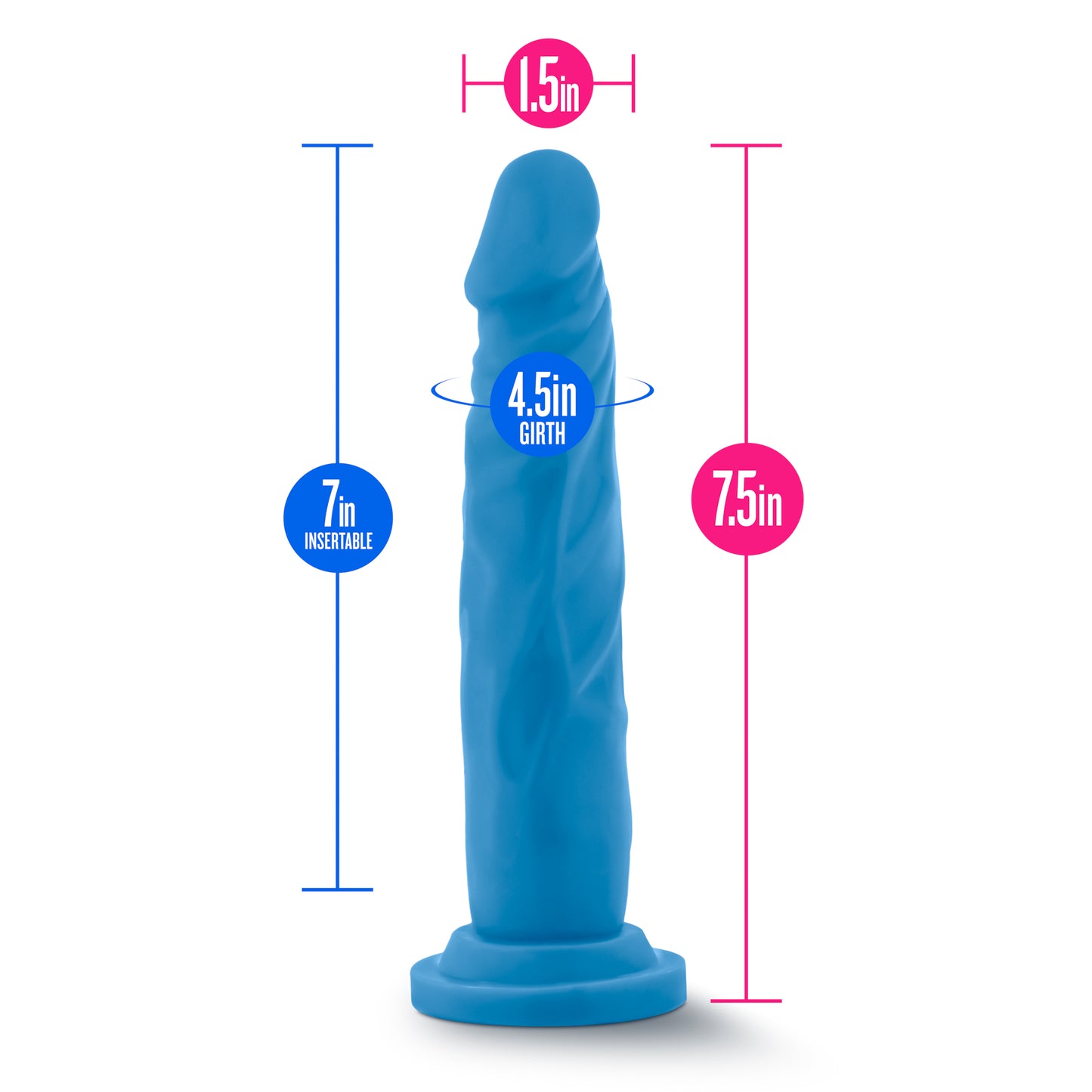 Blush Novelties Neo Dual Density Cock Dildo 7.5" Neon Blue