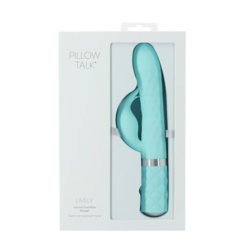 Pillow Talk Lively Rabbit Vibrator w Swarovski Crystal Teal