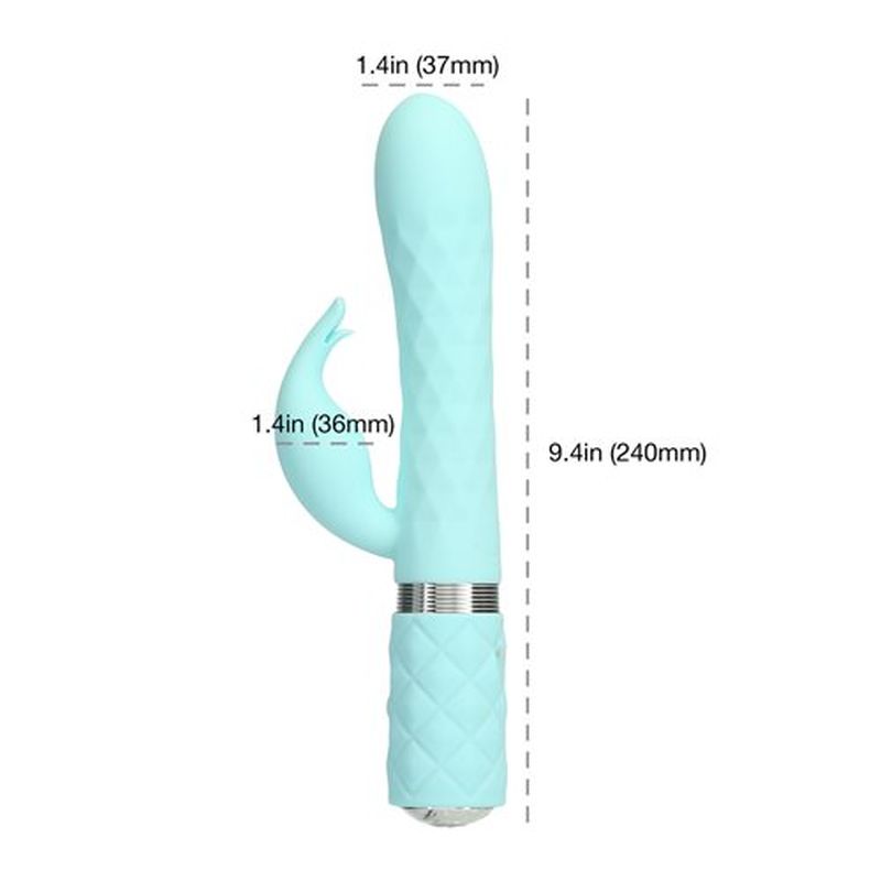 Pillow Talk Lively Rabbit Vibrator w Swarovski Crystal Teal