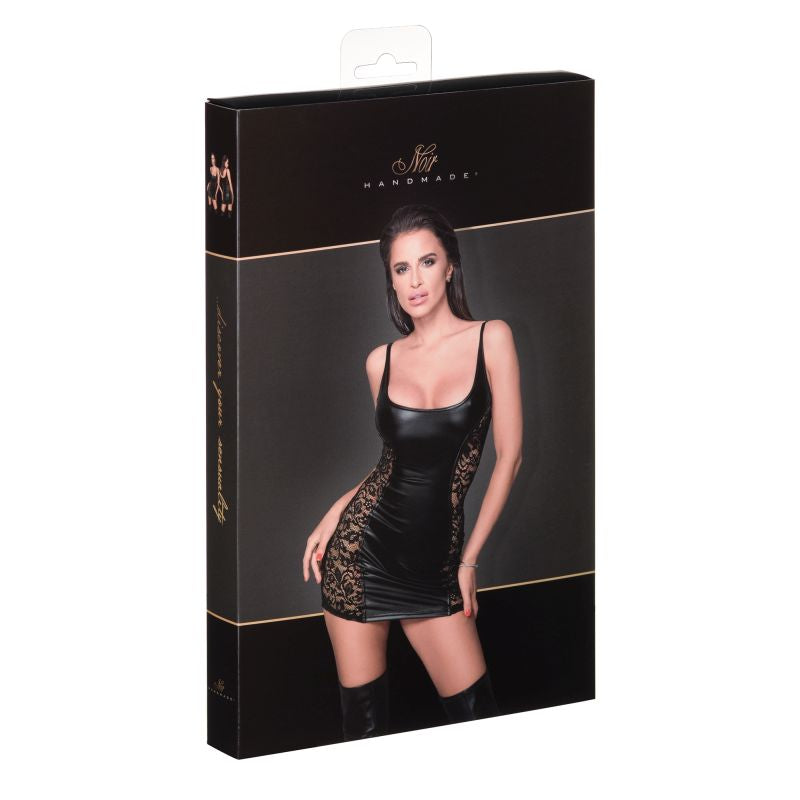 Noir Power Wetlook Dress w Lace Inserts Black Size S/M/L