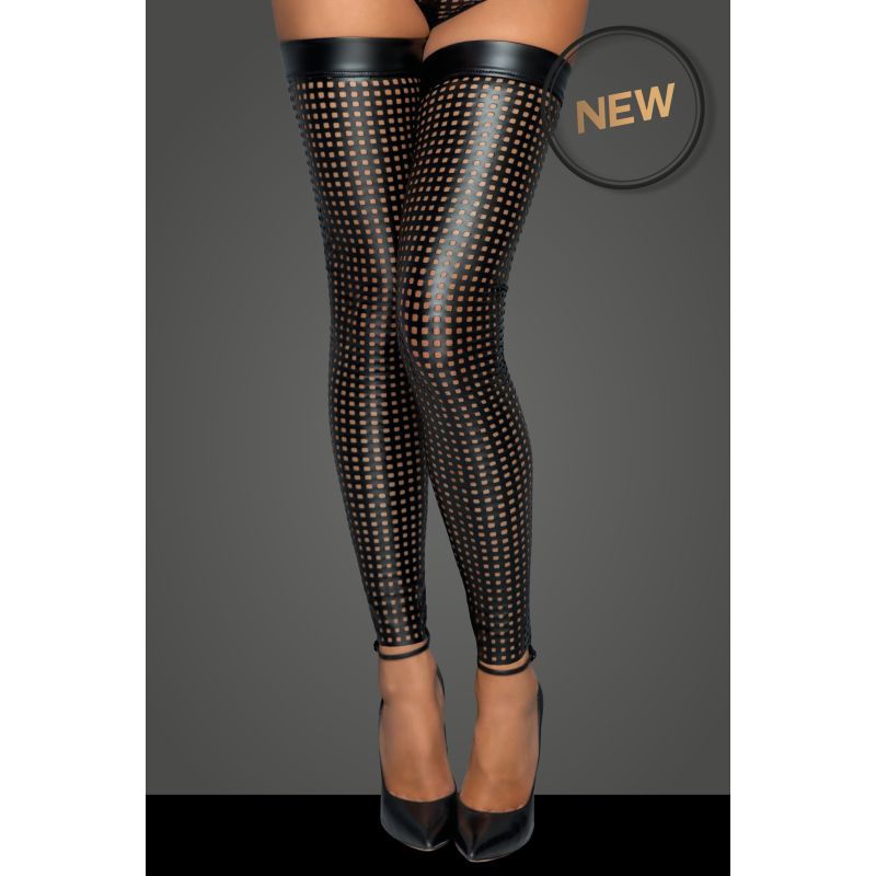 Noir Ladies Lasercut Stockings Size L