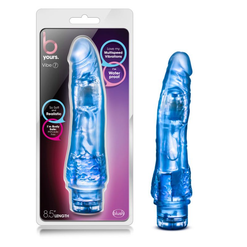 Blush Novelties B Yours Vibe No 7 Blue 8.5" Vibrator with Tapered Shaft