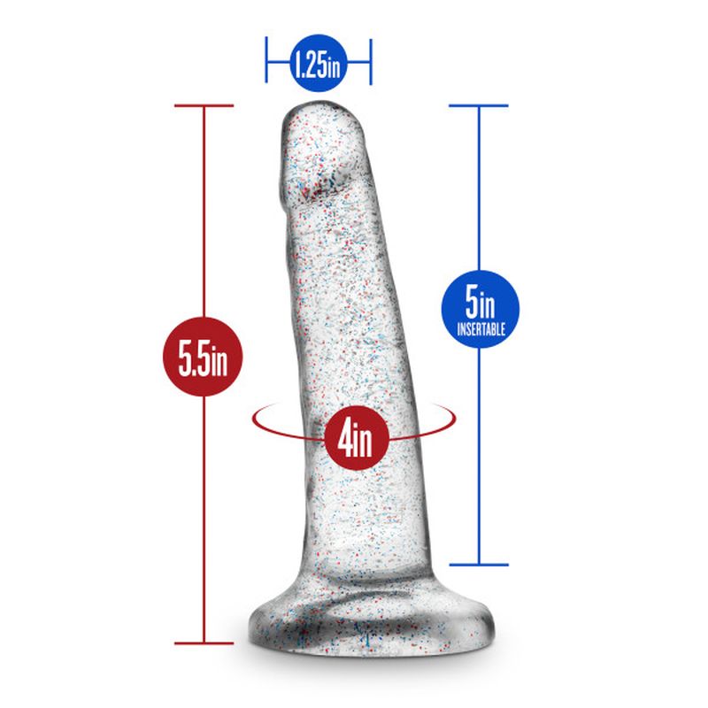 Blush Novelties Naturally Yours Glitter Dong Clear 5.5" Dildo w Suction Cup