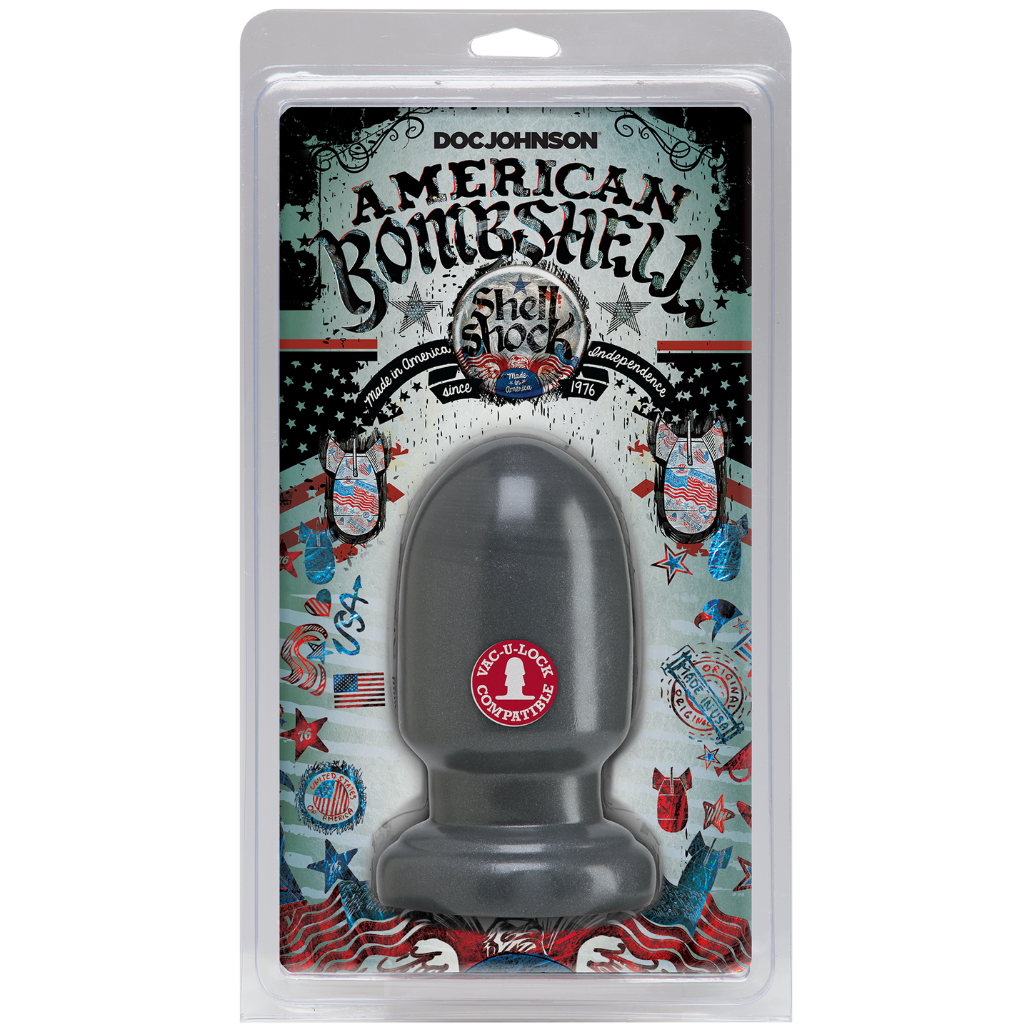 Doc Johnson American Bombshell Shell Shock Small 6" Anal Plug Gun Metal