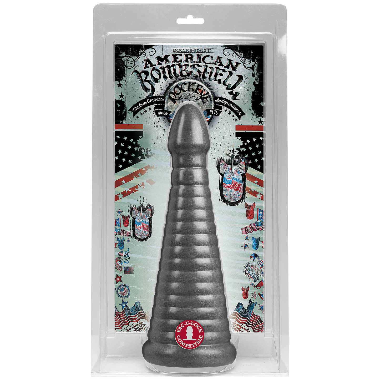 Doc Johnson American Bombshell Rockeye 11" Anal Dildo Gun Metal