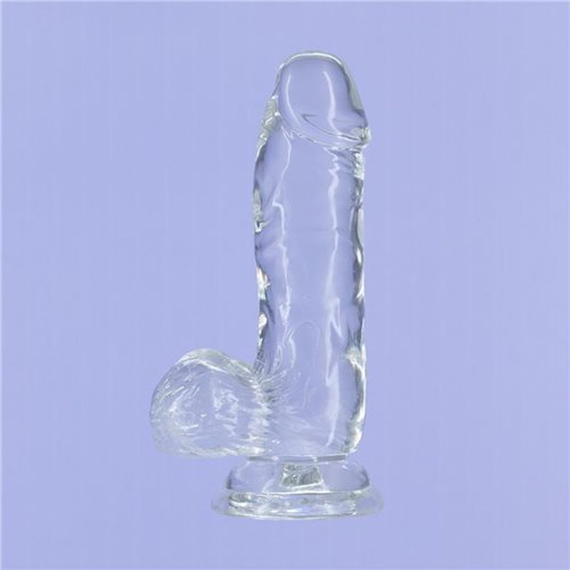 Addiction | Crystal Dildo with Balls 6" Clear with bonus PowerBullet