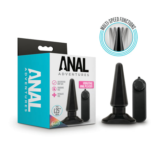 Blush Novelties | Anal Adventures Basic Vibrating Anal Pleaser - Black 10.1cm Vibrating Butt Plug