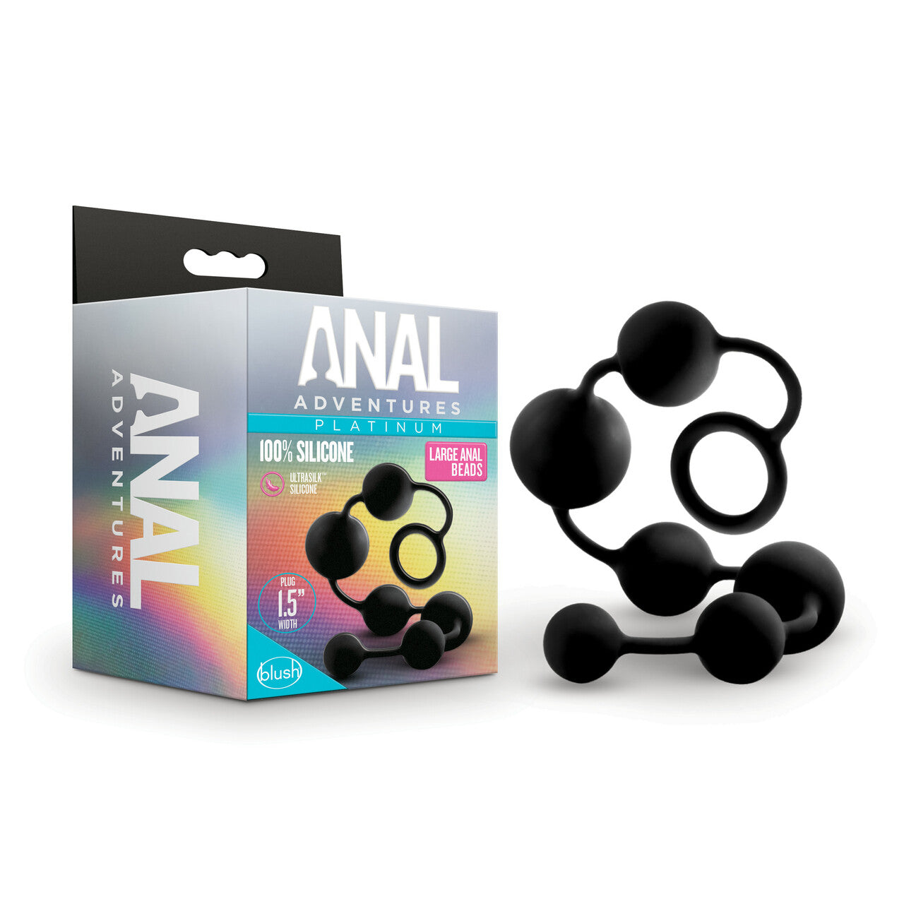 Blush Novelties | Anal Adventures Platinum Silicone Black 40cm Large Anal Beads