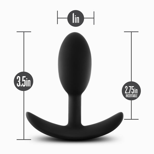 Blush Novelties | Anal Adventures Platinum Silicone Vibra Slim Plug Small - Black 8.9cm Small Butt Plug with Internal Ball