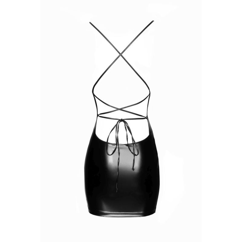 Noir Power Wetlook Mini Dress w Lace Up Back Size S/M/L