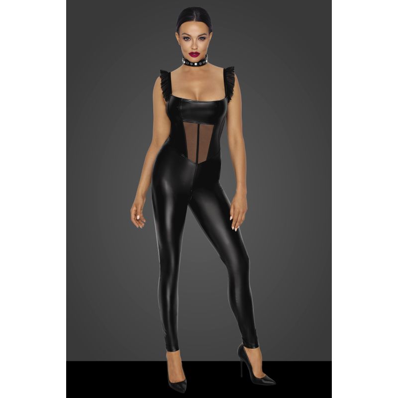 Noir Power Wetlook Overall w Tulle Panel Size S/M/L