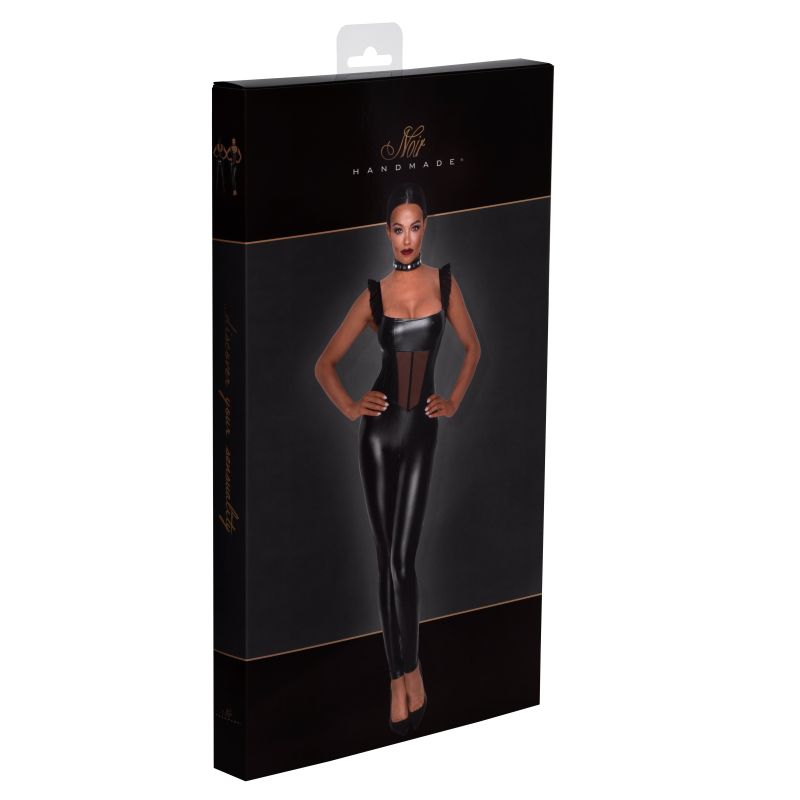 Noir Power Wetlook Overall w Tulle Panel Size S/M/L