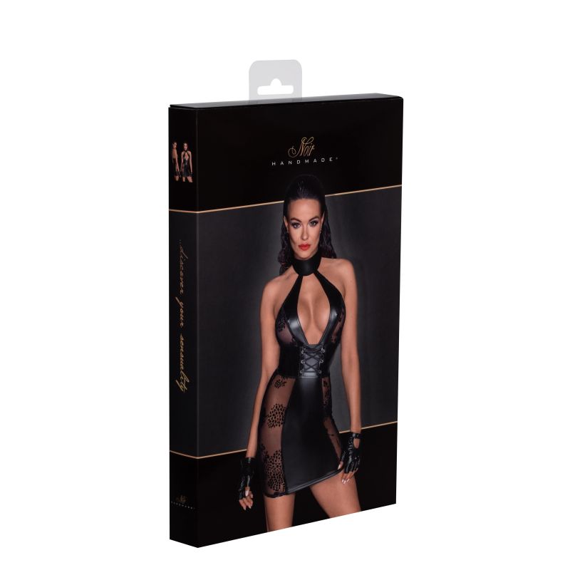 Noir Power Wetlook Short tulle dress w Inserts & Corset Size S/M/L