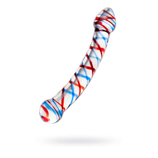 Sexus Glass Dildo Curved Blue/Red 20cm