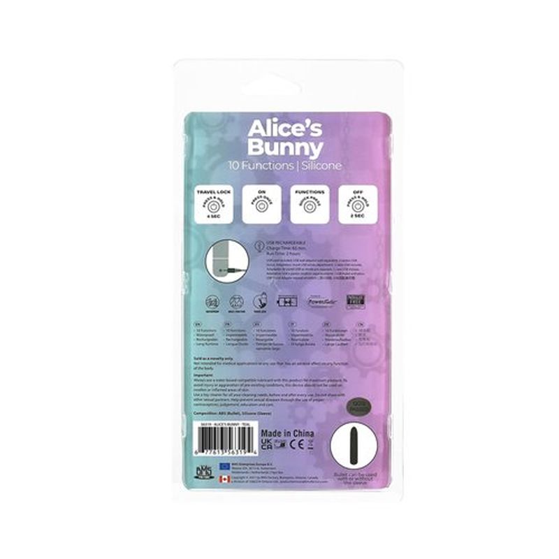 PowerBullet Alices Bunny Rechargeable Bullet w Rabbit Sleeve Teal