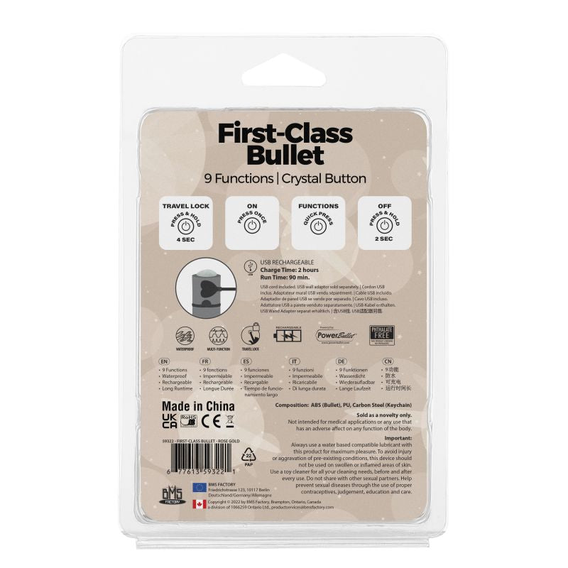 PowerBullet Power Bullet First Class Rechargeable Bulllet w Crystal Rose Gold