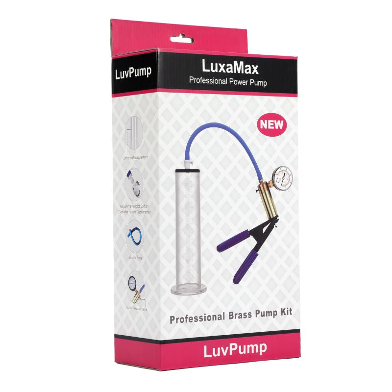 LuvPump LuxaMax Brass Handle Penis Pump Set w Gauge