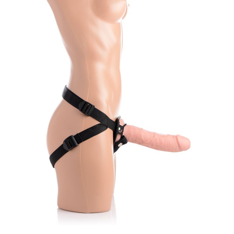 Strap U Brazen 8" Silicone Dildo w Harness Flesh
