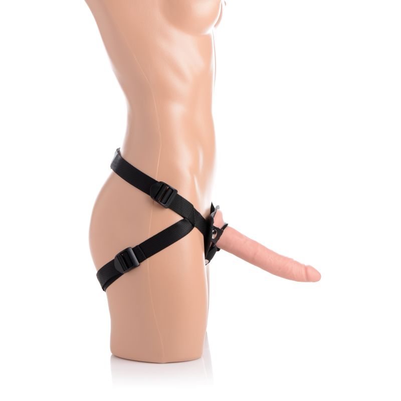 Strap U Charmed 7.5" Silicone Dildo w Harness Flesh