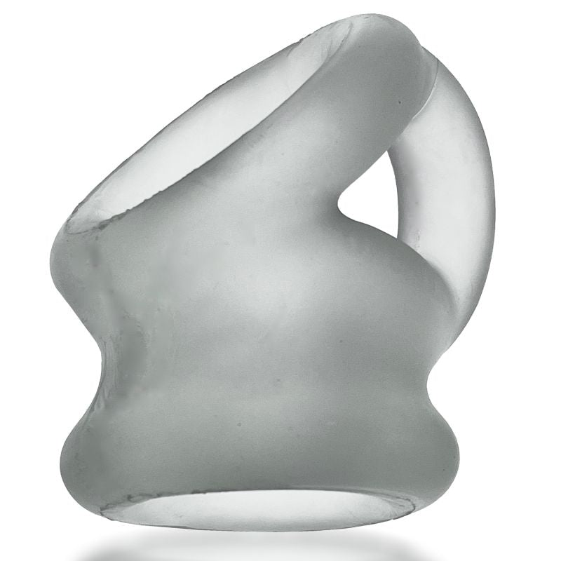 OxBalls TRI-SQUEEZE 3-ring cocksling w/ extended ballstretcher base CLEAR ICE