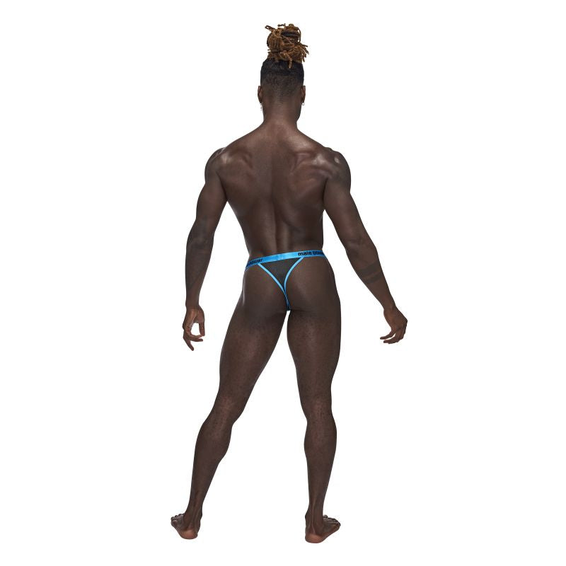 Male Power Casanova Uplift Micro Thong Black/Blue Size S/M