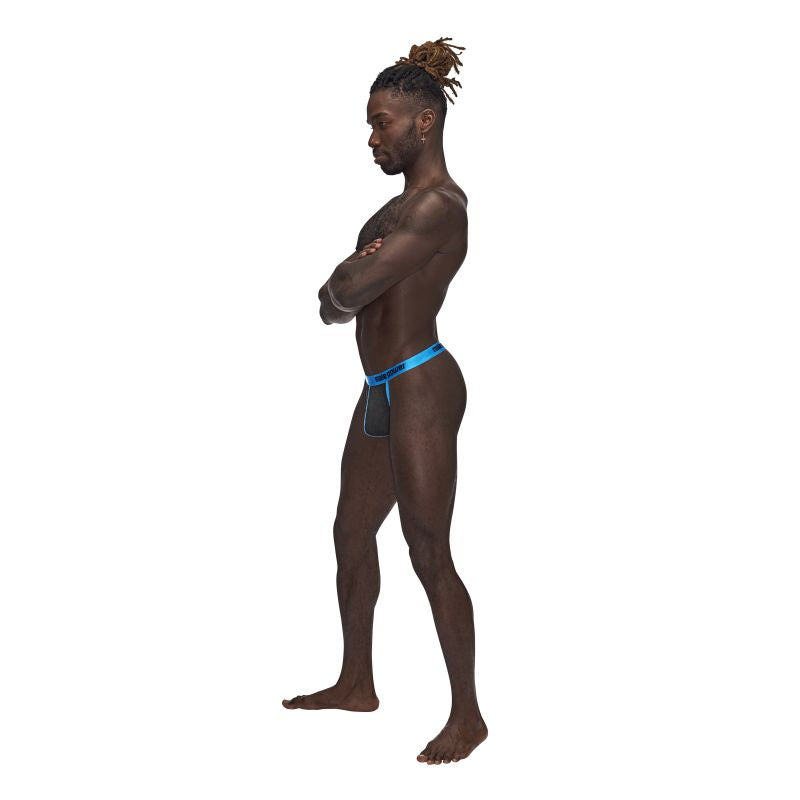 Male Power Casanova Uplift Micro Thong Black/Blue Size S/M