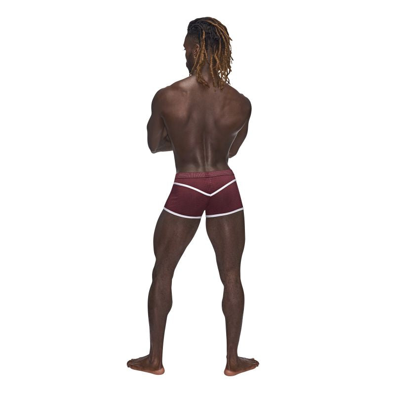 Male Power Sport Mesh Mini Short Burgundy Size S/M/L/XL