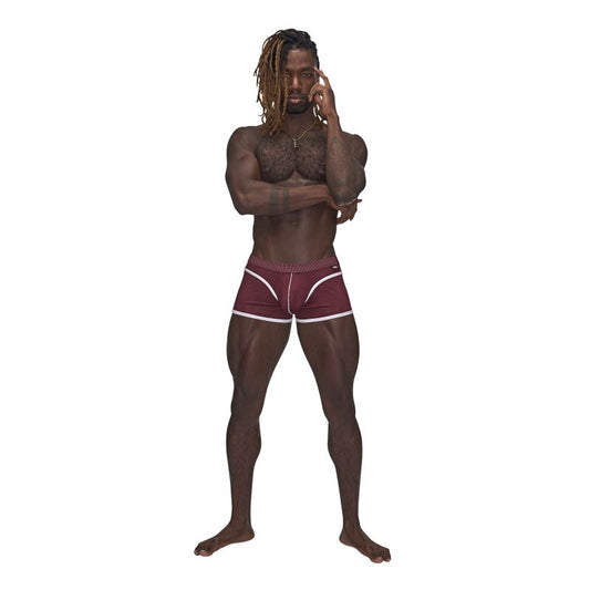 Male Power Sport Mesh Mini Short Burgundy Size S/M/L/XL
