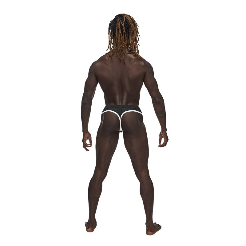 Male Power Sport Mesh Thong Black Size S/M or L/XL
